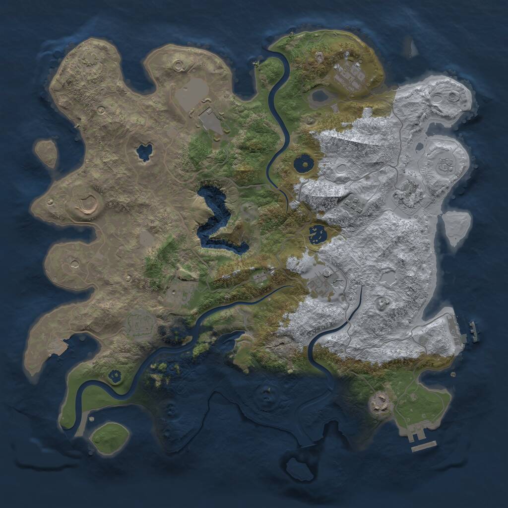 Rust Map: Procedural Map, Size: 4000, Seed: 506281, 16 Monuments