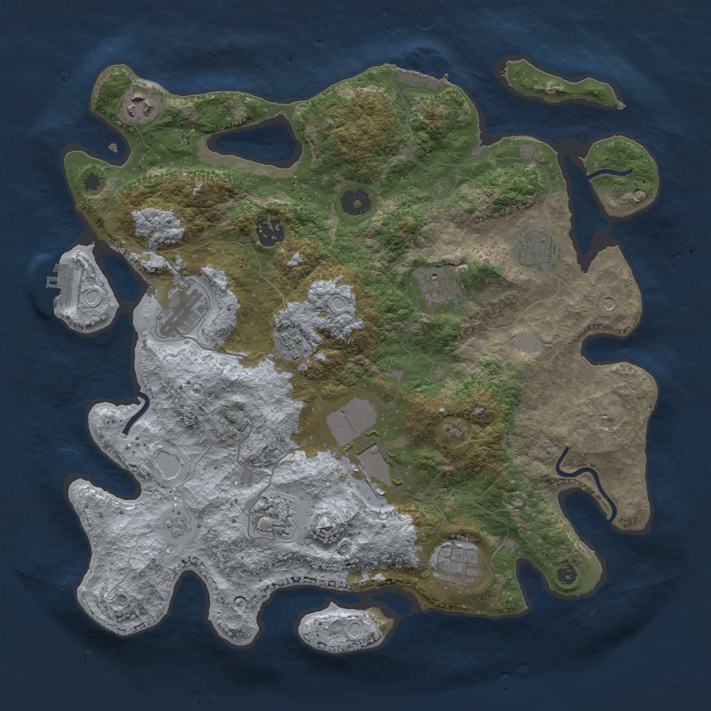 Rust Map: Procedural Map, Size: 3750, Seed: 13826, 16 Monuments