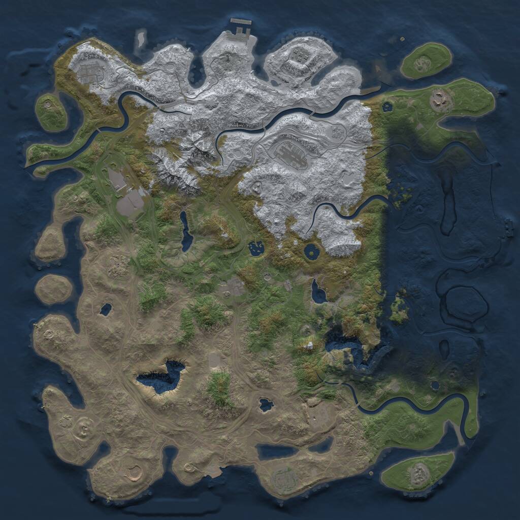 Rust Map: Procedural Map, Size: 5000, Seed: 1662199349, 17 Monuments