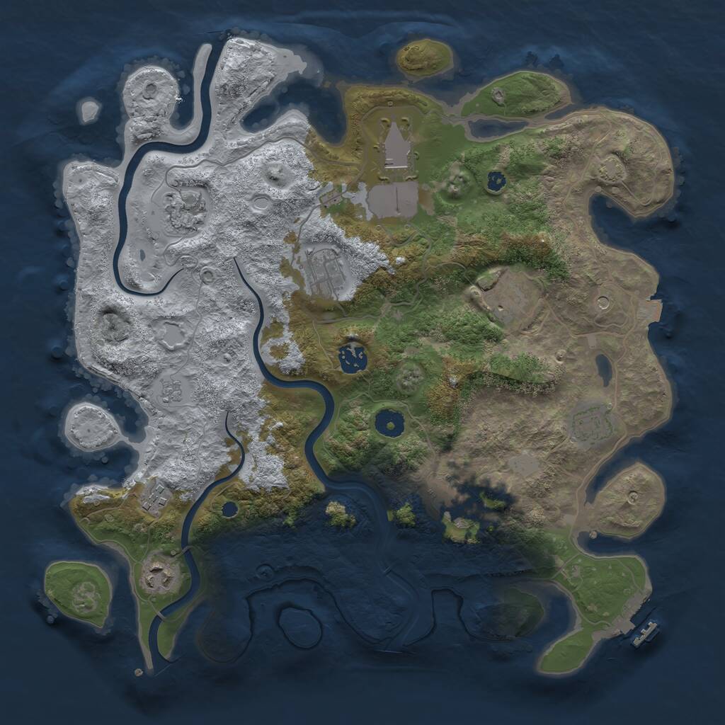 Rust Map: Procedural Map, Size: 3750, Seed: 261955266, 14 Monuments