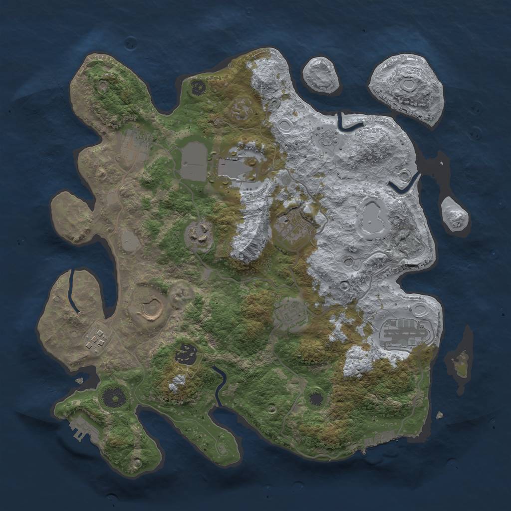 Rust Map: Procedural Map, Size: 3500, Seed: 1785484298, 18 Monuments