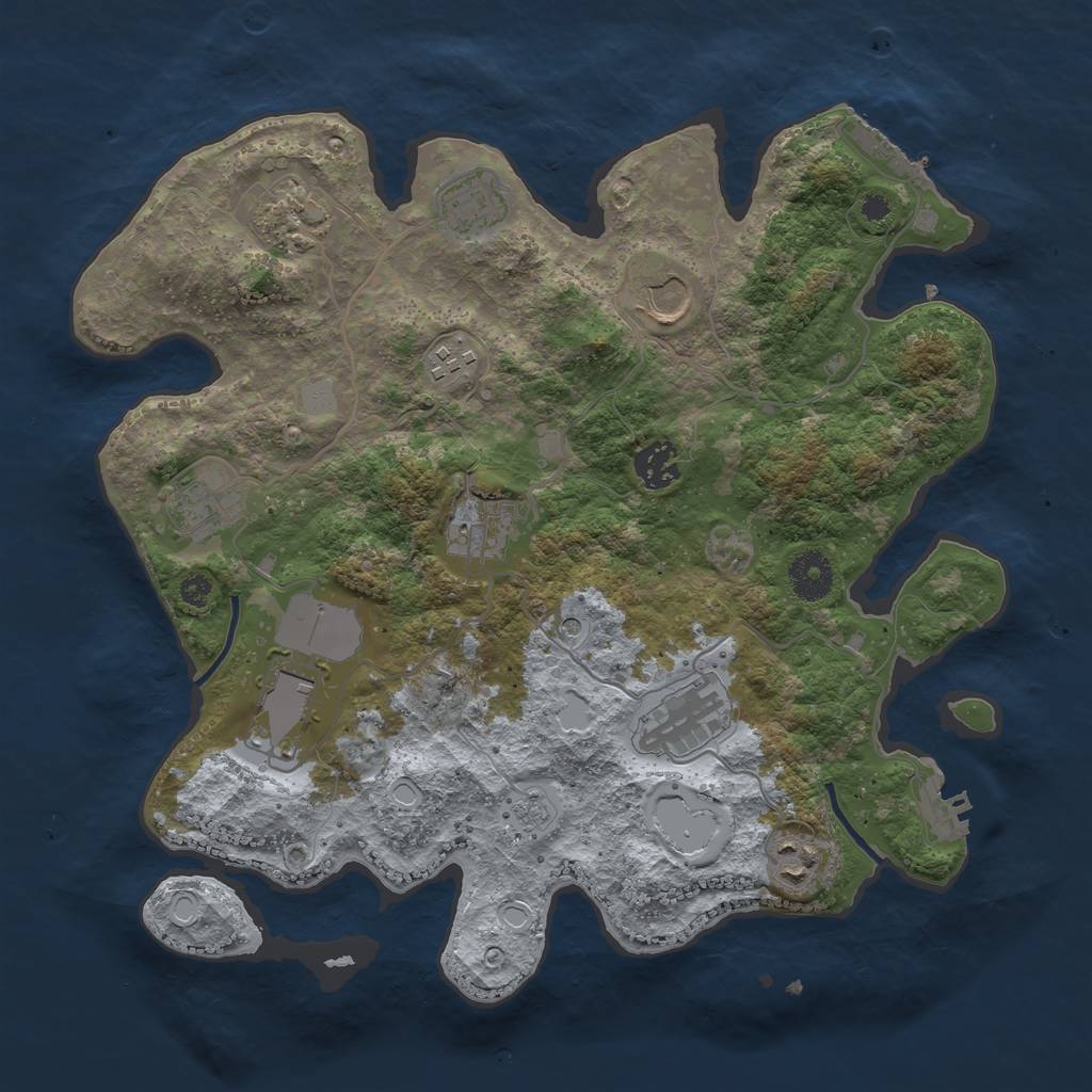 Rust Map: Procedural Map, Size: 3500, Seed: 1254829821, 19 Monuments