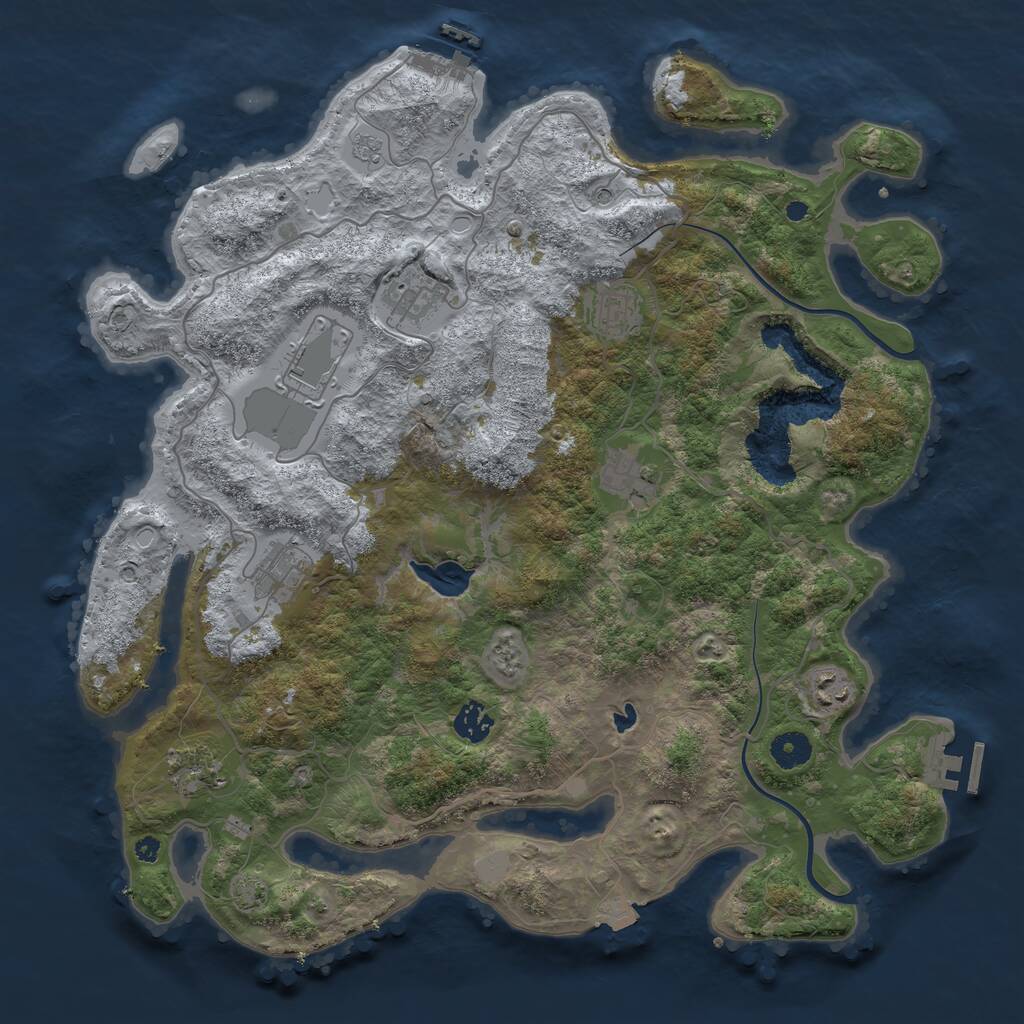 Rust Map: Procedural Map, Size: 4000, Seed: 136689515, 14 Monuments