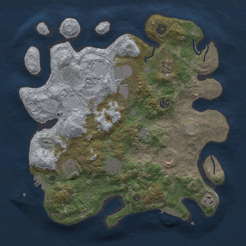 Rust Map: Procedural Map, Size: 3500, Seed: 24542531, 18 Monuments