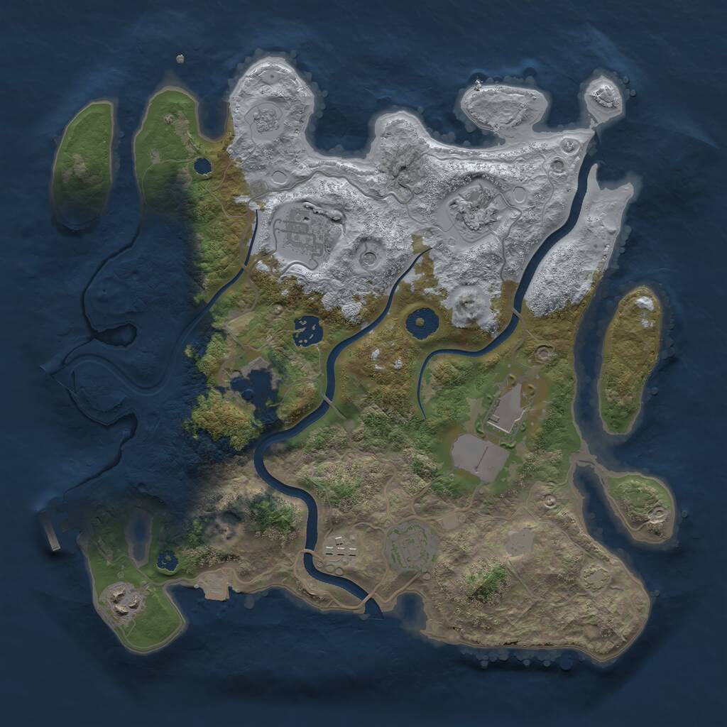 Rust Map: Procedural Map, Size: 3500, Seed: 124542531, 13 Monuments
