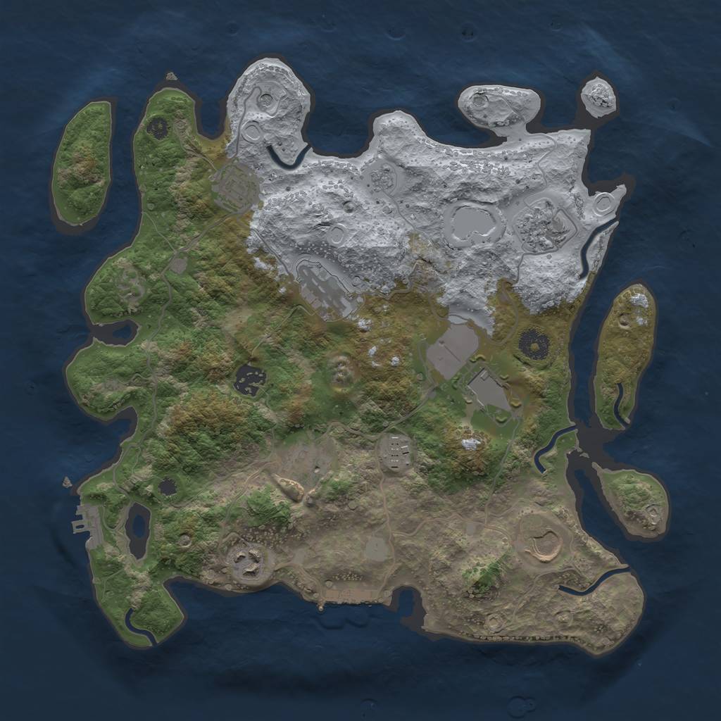Rust Map: Procedural Map, Size: 3500, Seed: 124542531, 18 Monuments