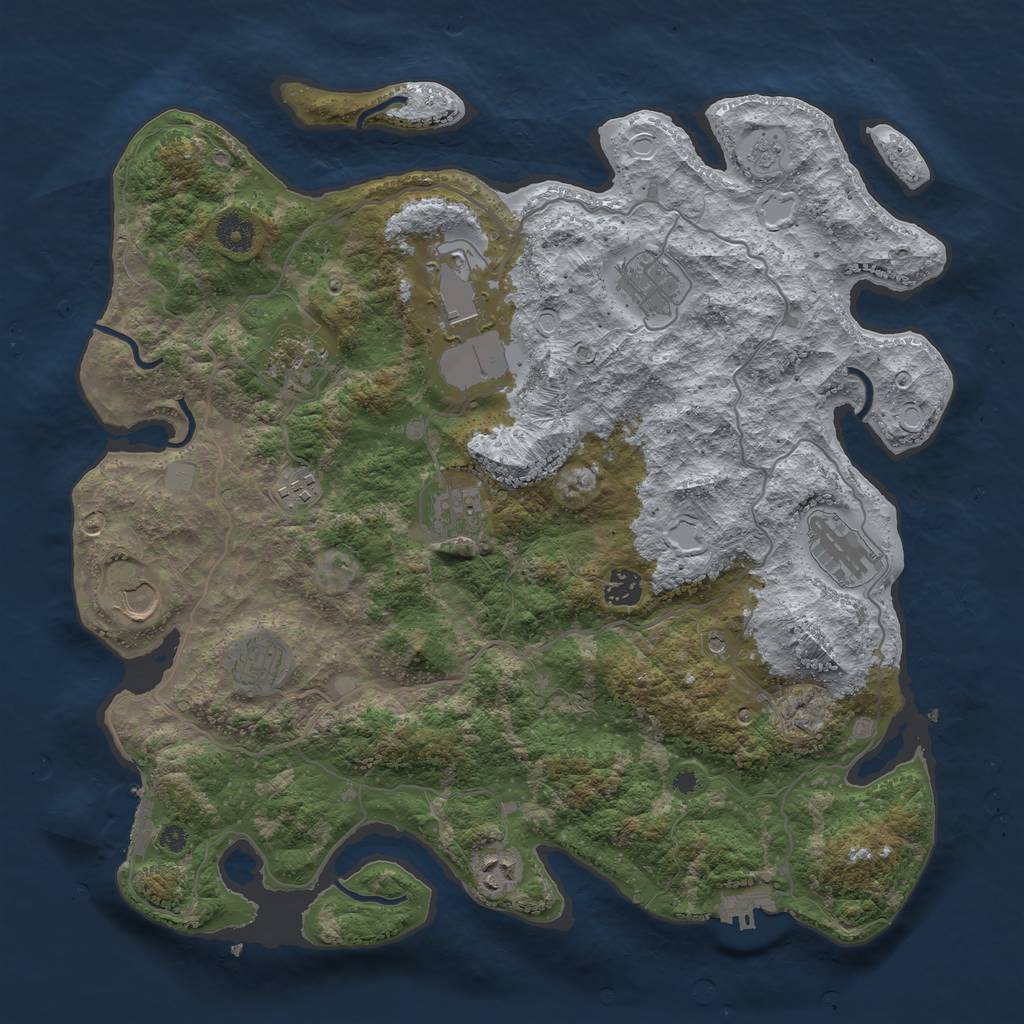 Rust Map: Procedural Map, Size: 4000, Seed: 63513, 19 Monuments
