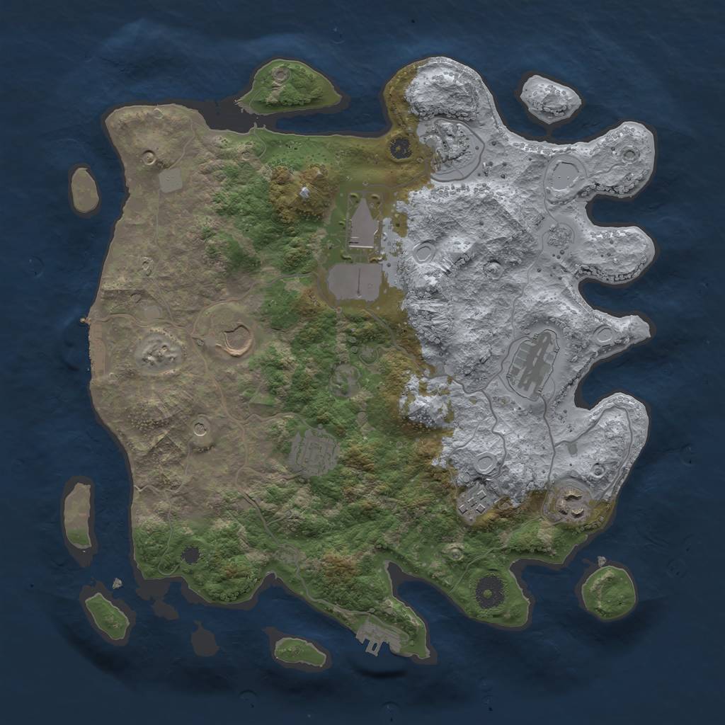 Rust Map: Procedural Map, Size: 3500, Seed: 94728625, 16 Monuments