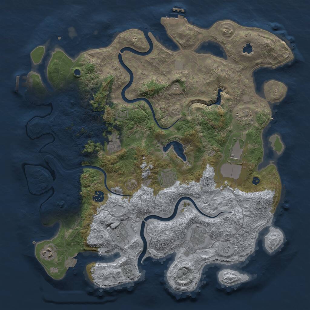 Rust Map: Procedural Map, Size: 4000, Seed: 597487, 15 Monuments