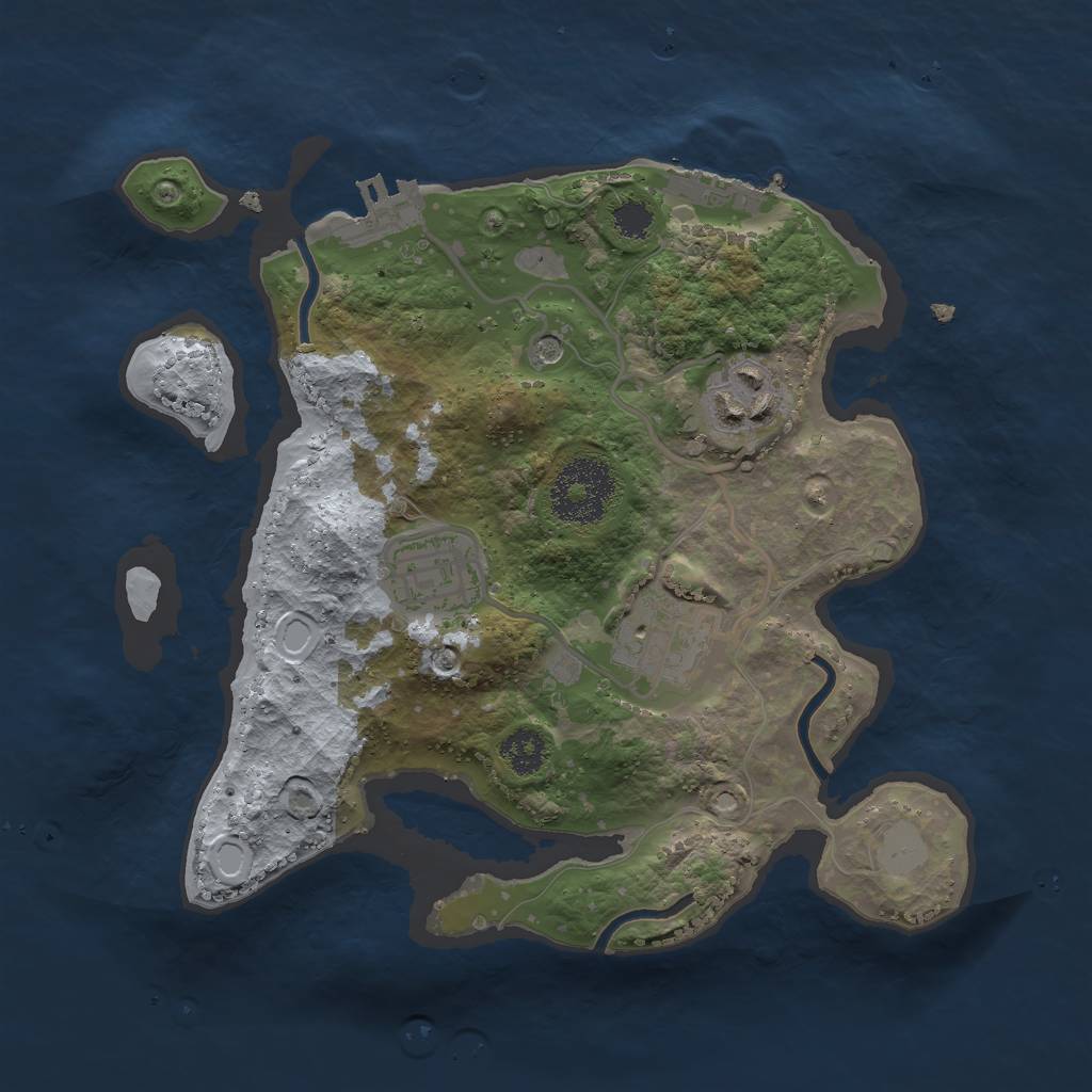 Rust Map: Procedural Map, Size: 2500, Seed: 14653, 11 Monuments