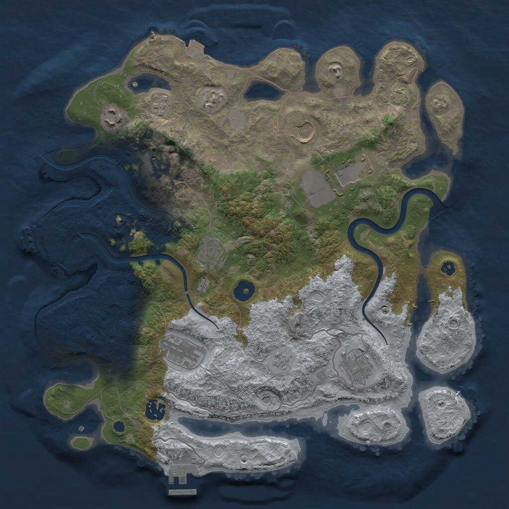 Rust Map: Procedural Map, Size: 3700, Seed: 1084324967, 15 Monuments