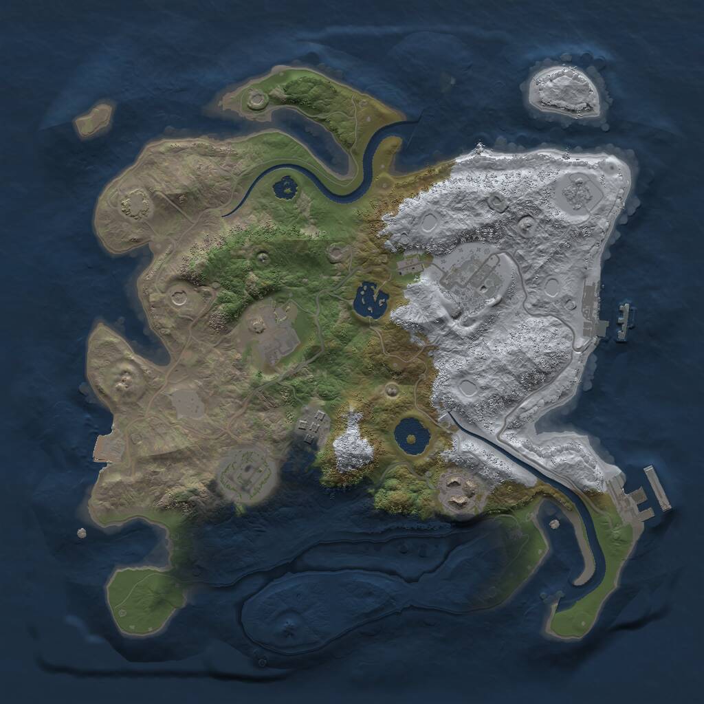 Rust Map: Procedural Map, Size: 3000, Seed: 1023832214, 12 Monuments