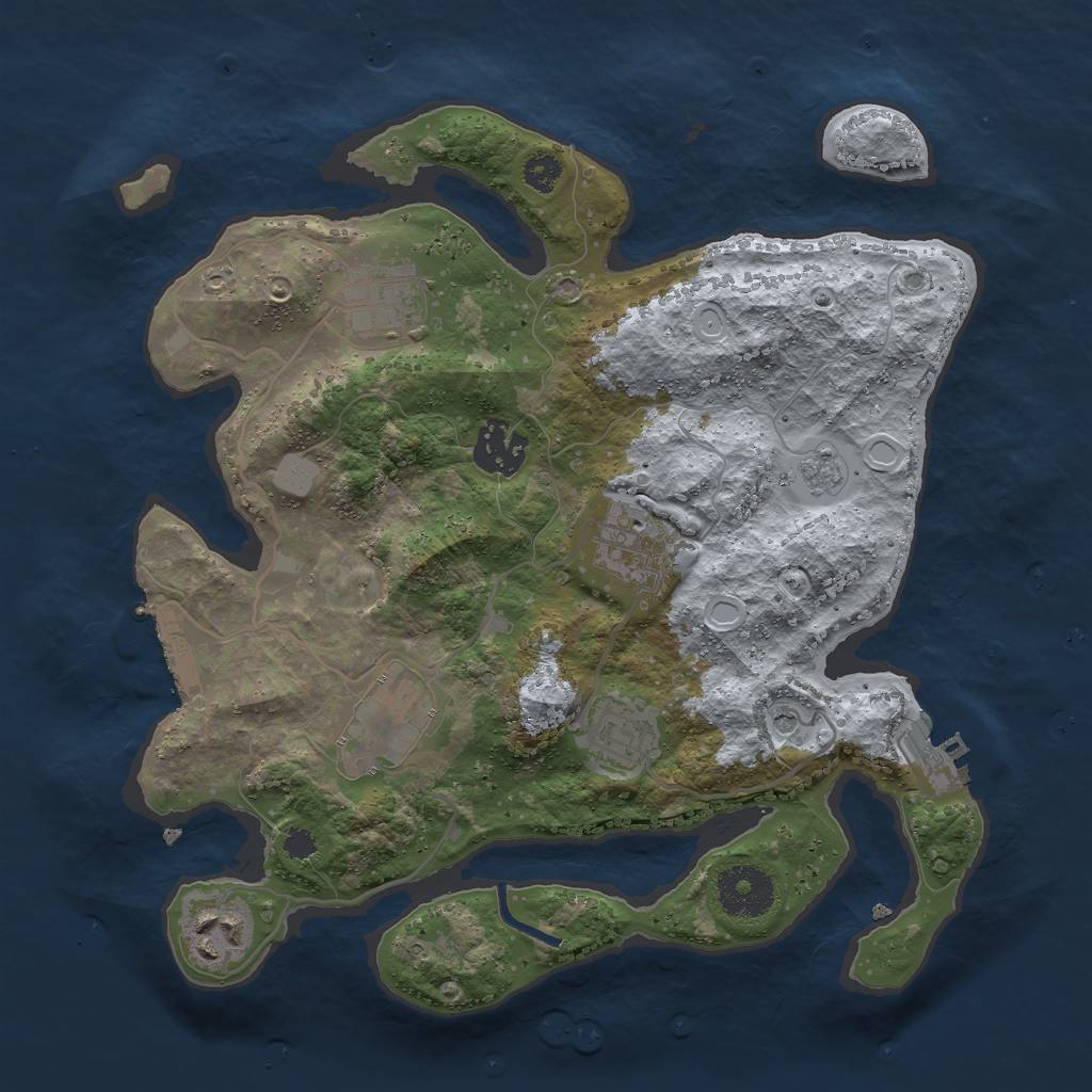 Rust Map: Procedural Map, Size: 3000, Seed: 1023832214, 15 Monuments