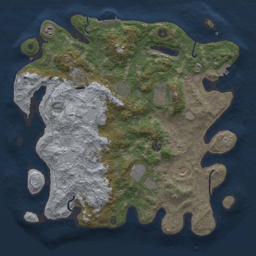 Rust Map: Procedural Map, Size: 4000, Seed: 2033423499, 18 Monuments