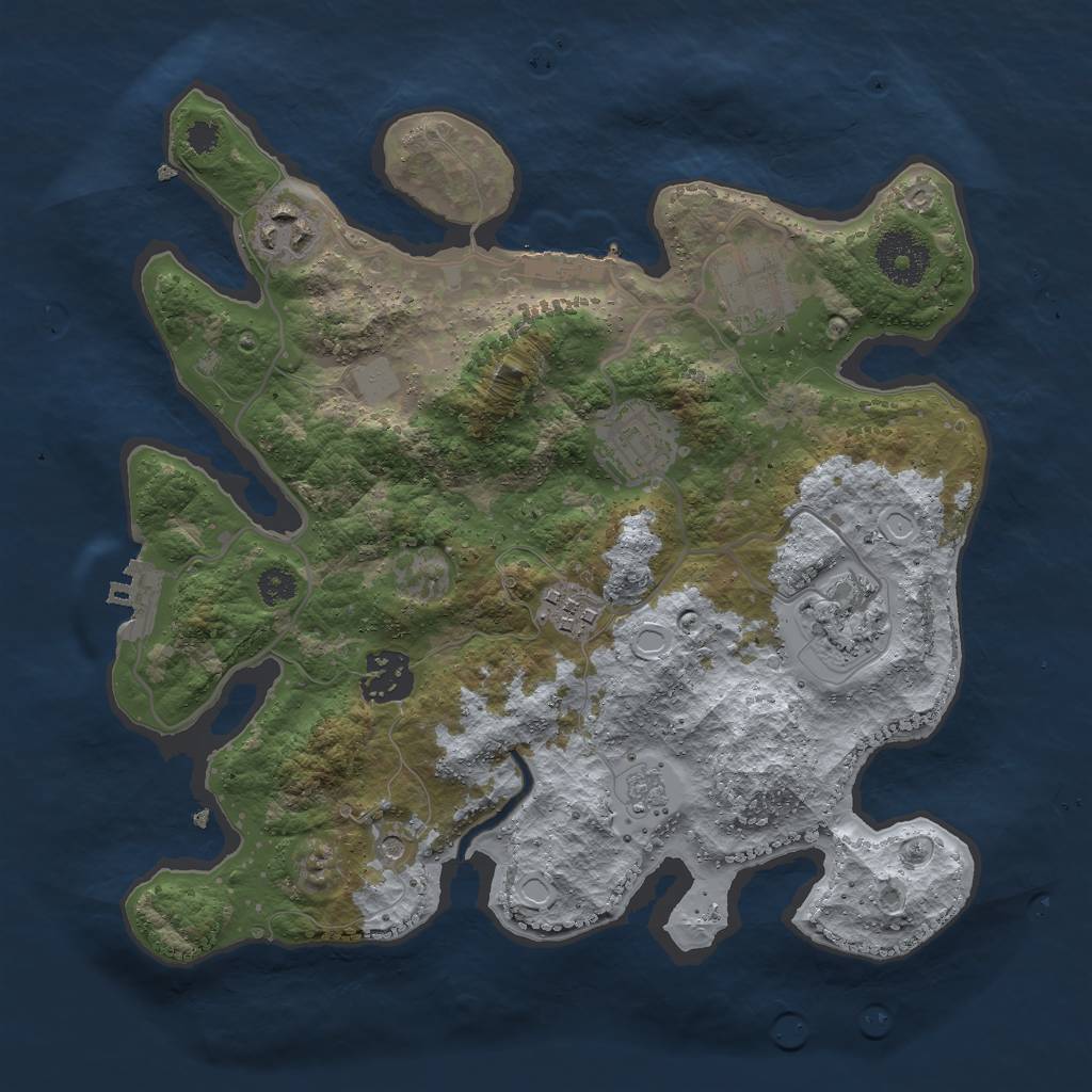 Rust Map: Procedural Map, Size: 3000, Seed: 20033, 15 Monuments