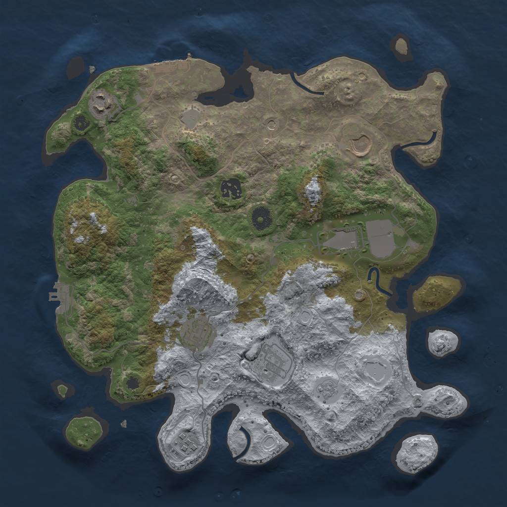 Rust Map: Procedural Map, Size: 3500, Seed: 15412415, 16 Monuments