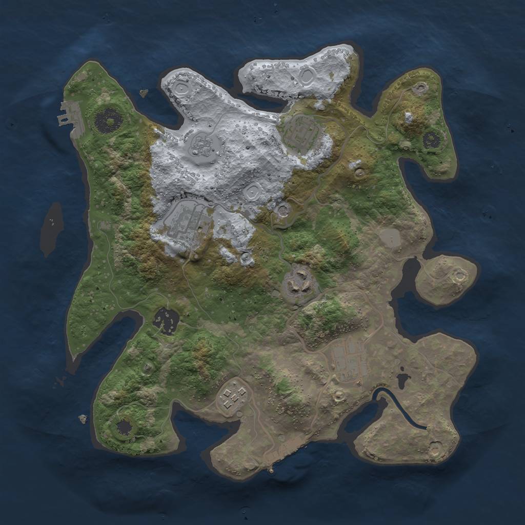 Rust Map: Procedural Map, Size: 3000, Seed: 4060, 15 Monuments