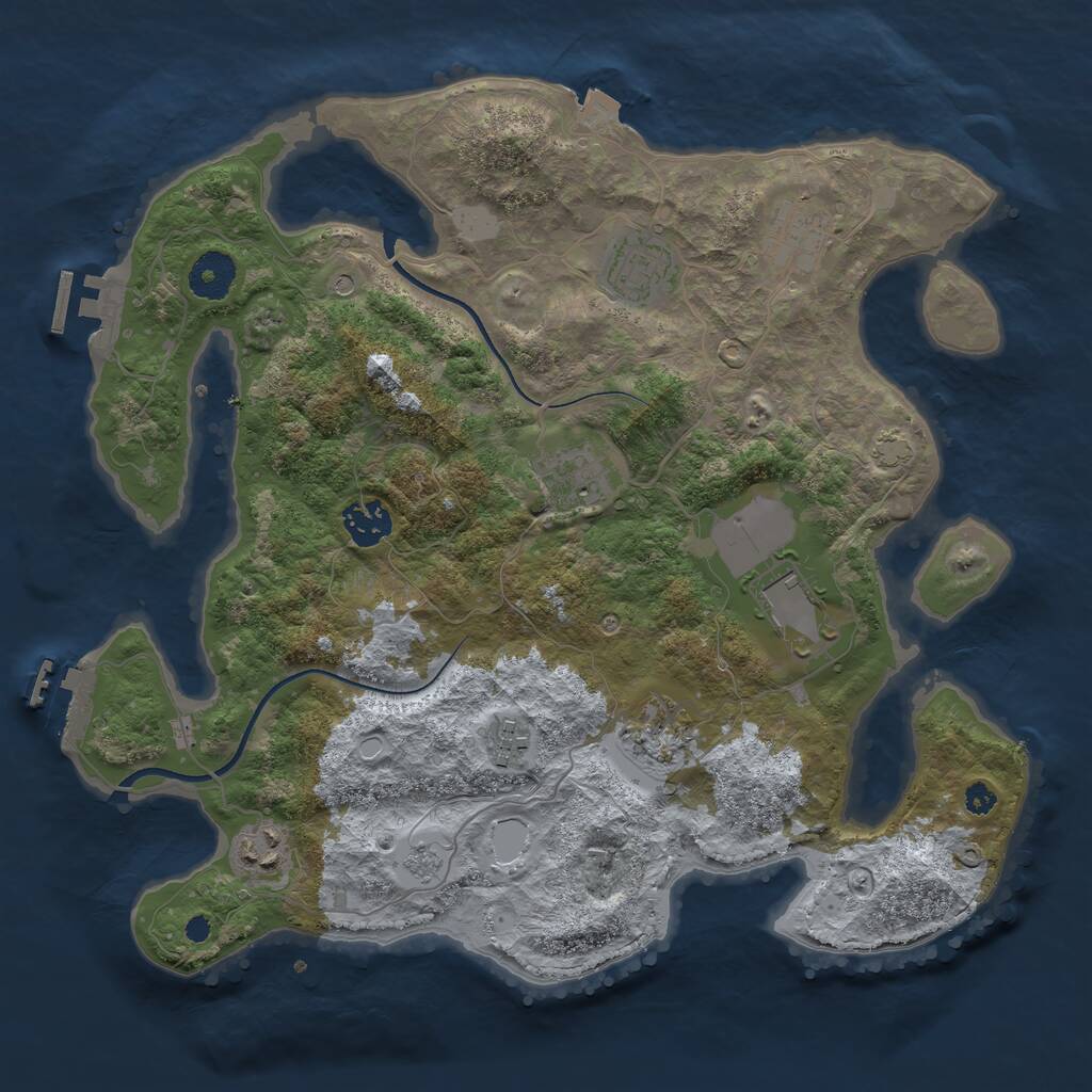 Rust Map: Procedural Map, Size: 3500, Seed: 2810, 14 Monuments