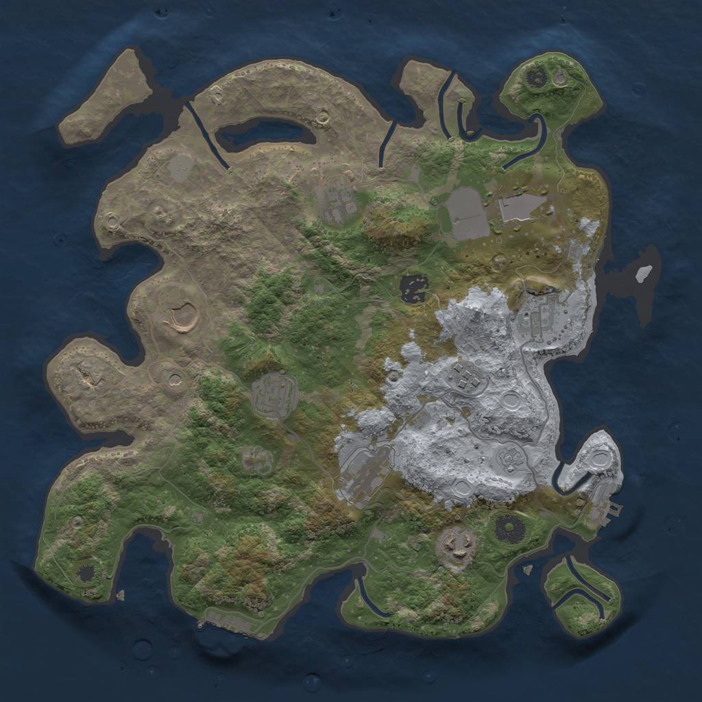 Rust Map: Procedural Map, Size: 3500, Seed: 43657364, 18 Monuments
