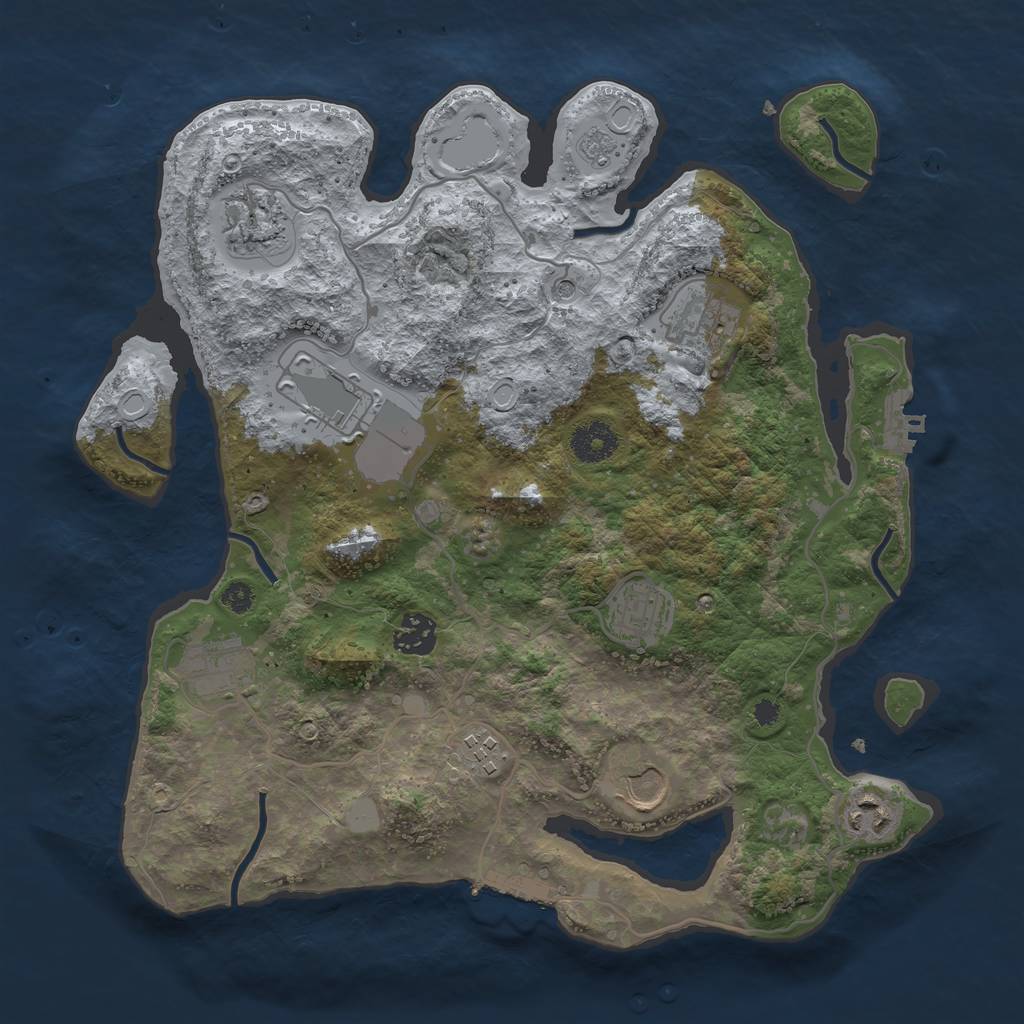 Rust Map: Procedural Map, Size: 3500, Seed: 877270867, 18 Monuments
