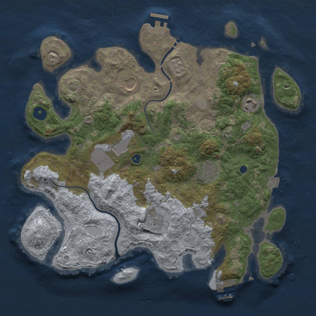 Rust Map: Procedural Map, Size: 3500, Seed: 1447254769, 12 Monuments