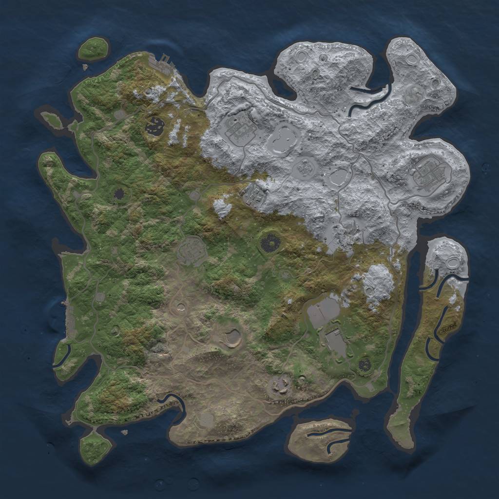 Rust Map: Procedural Map, Size: 4000, Seed: 5623412, 18 Monuments