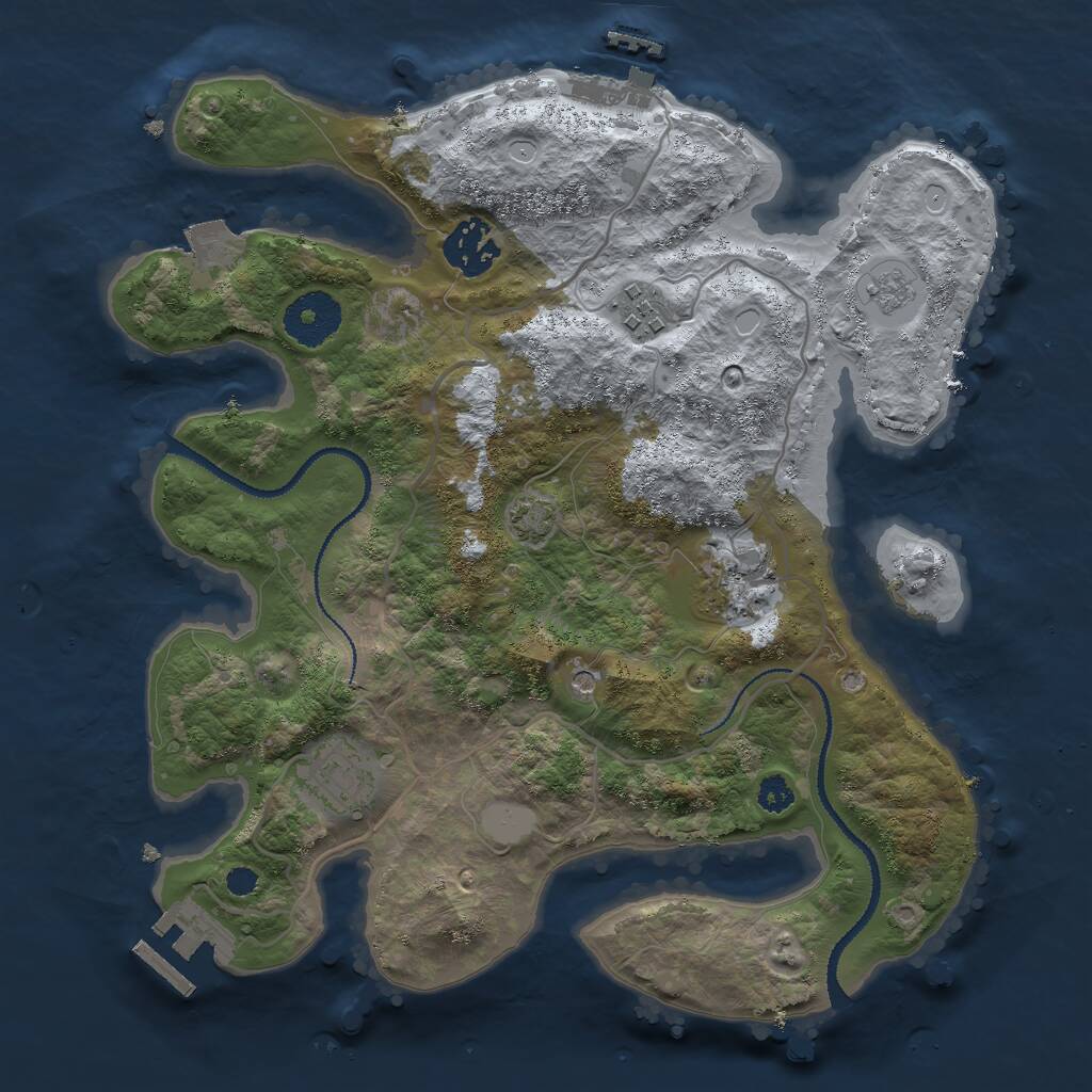 Rust Map: Procedural Map, Size: 3000, Seed: 3250, 10 Monuments