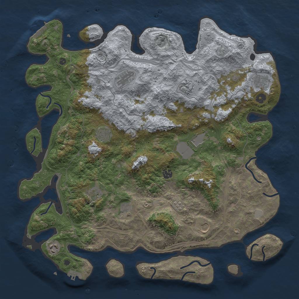 Rust Map: Procedural Map, Size: 4500, Seed: 1649132970, 20 Monuments