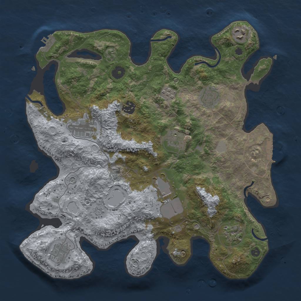 Rust Map: Procedural Map, Size: 3500, Seed: 152565901, 18 Monuments
