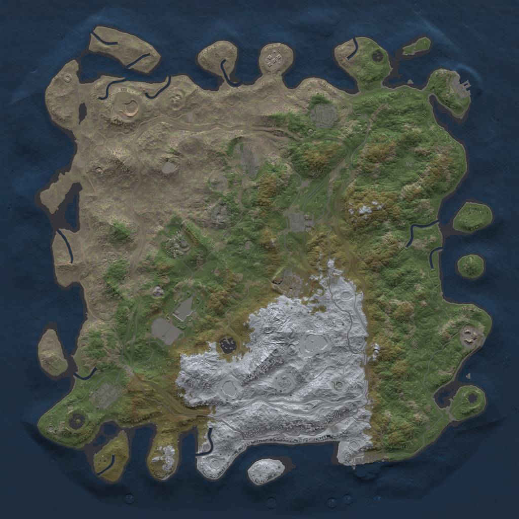 Rust Map: Procedural Map, Size: 4800, Seed: 1142755774, 20 Monuments