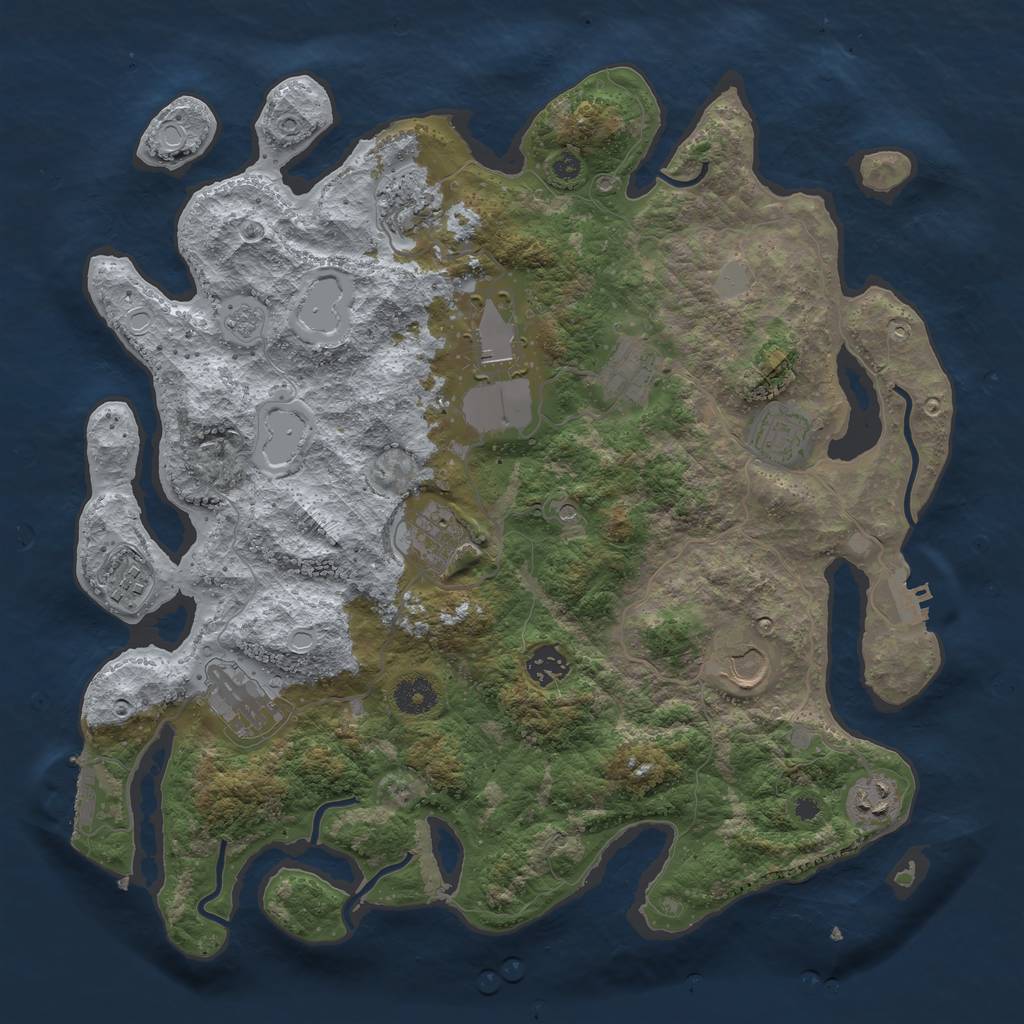 Rust Map: Procedural Map, Size: 3850, Seed: 1043959978, 19 Monuments