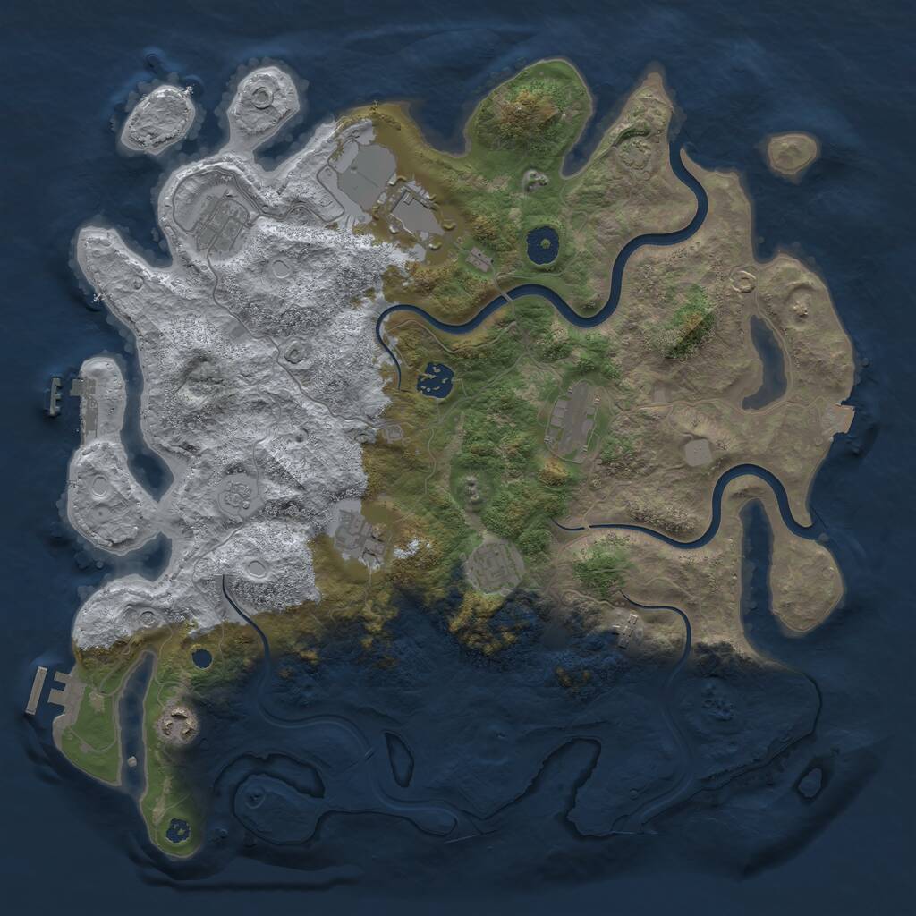 Rust Map: Procedural Map, Size: 3850, Seed: 1043959978, 14 Monuments