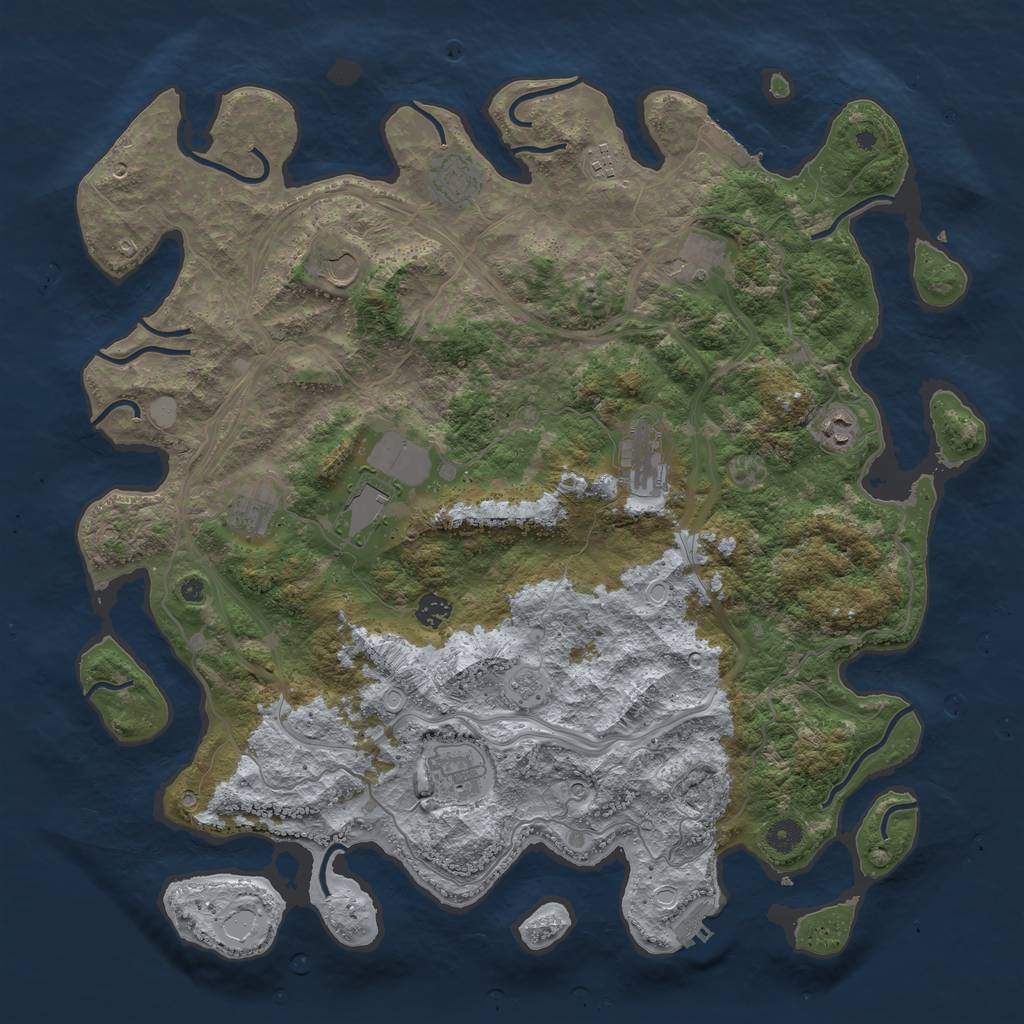 Rust Map: Procedural Map, Size: 4500, Seed: 901909770, 19 Monuments