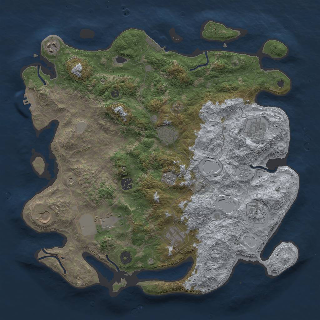 Rust Map: Procedural Map, Size: 3900, Seed: 85693, 16 Monuments