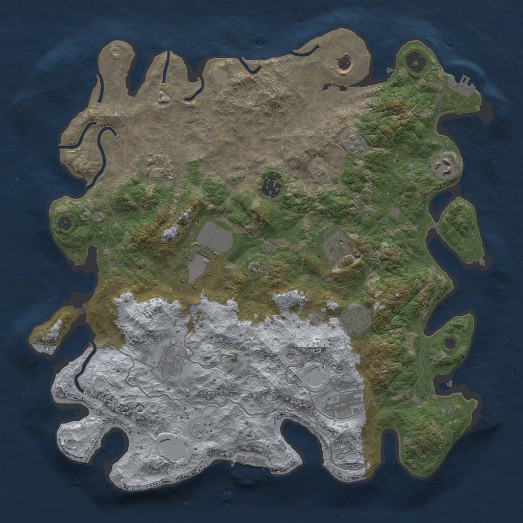 Rust Map: Procedural Map, Size: 4000, Seed: 534397642, 19 Monuments
