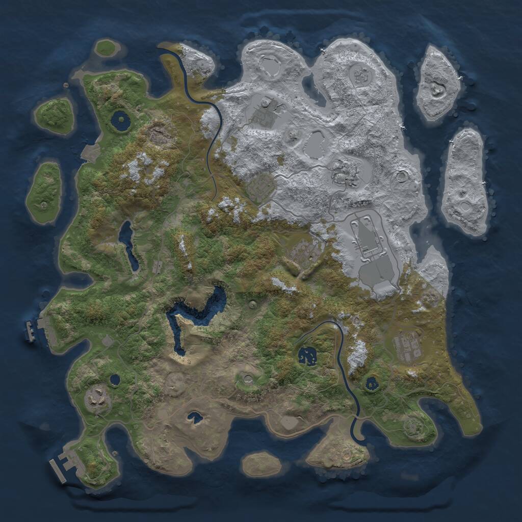 Rust Map: Procedural Map, Size: 4000, Seed: 545789656, 14 Monuments