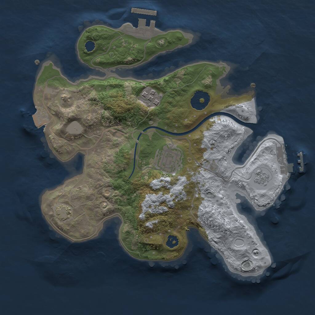 Rust Map: Procedural Map, Size: 2500, Seed: 1792876428, 7 Monuments