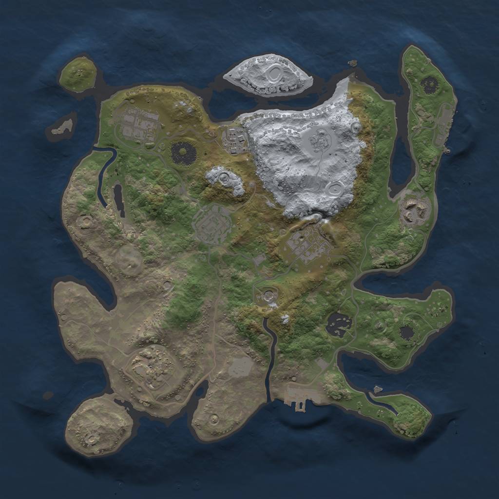 Rust Map: Procedural Map, Size: 3000, Seed: 9505, 16 Monuments