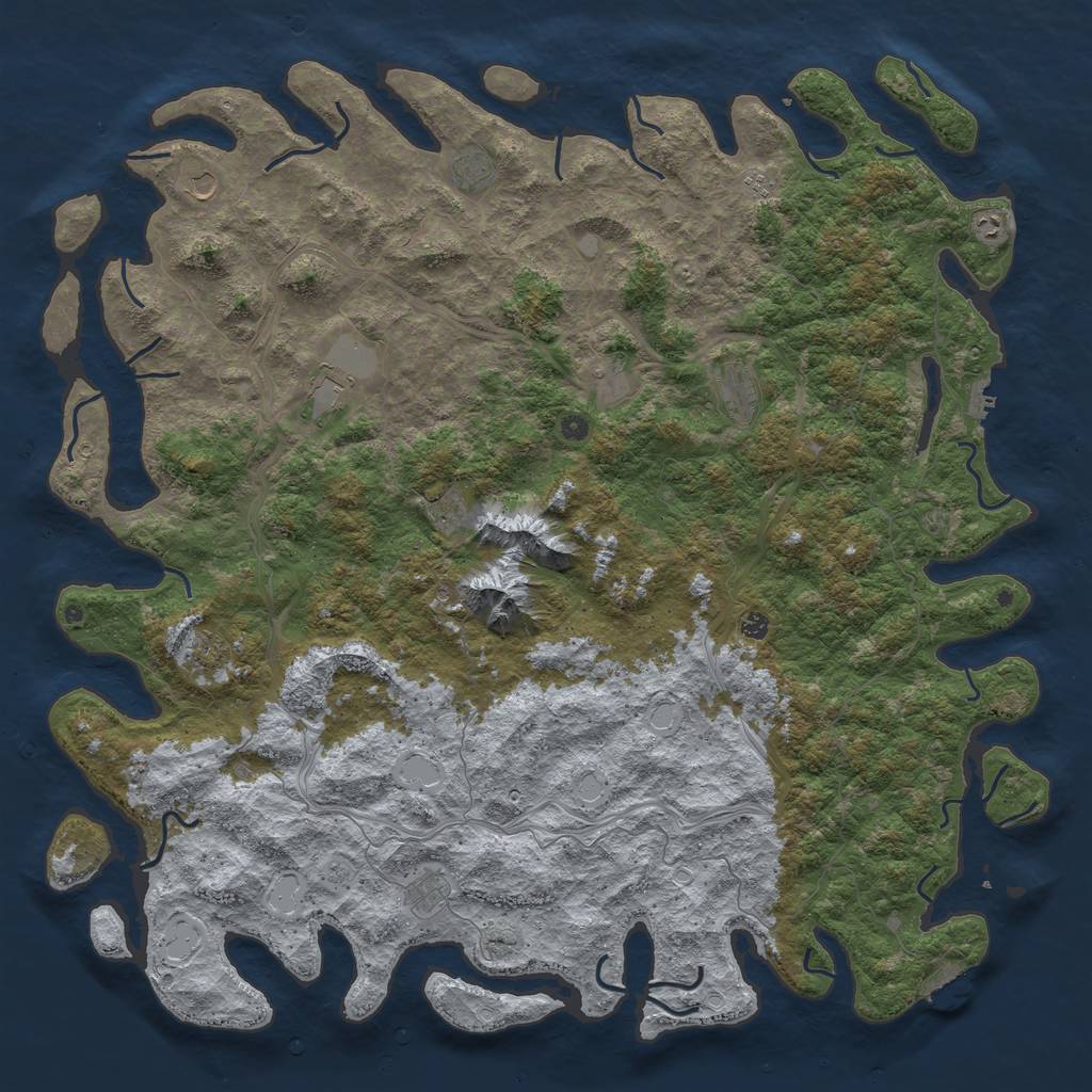 Rust Map: Procedural Map, Size: 6000, Seed: 63250486, 20 Monuments