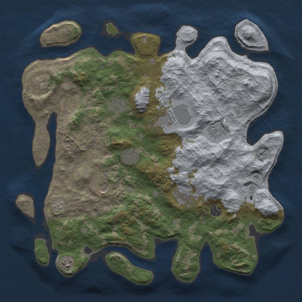 Rust Map: Barren, Size: 4000, Seed: 899509390, 13 Monuments