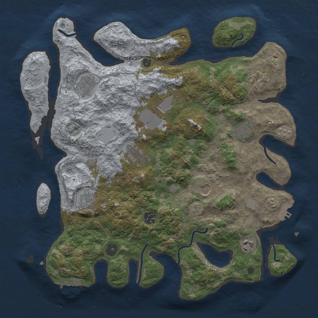Rust Map: Procedural Map, Size: 3850, Seed: 636321034, 19 Monuments
