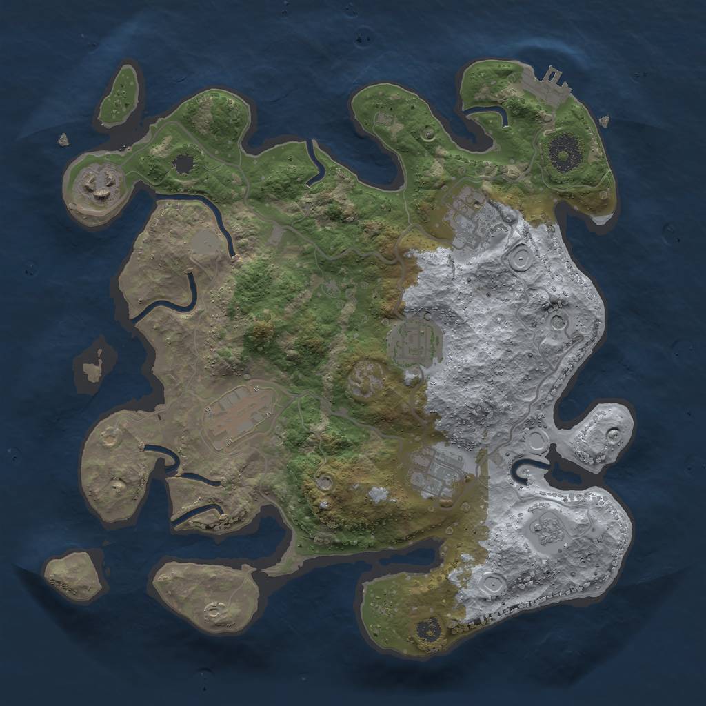 Rust Map: Procedural Map, Size: 3000, Seed: 9845, 11 Monuments