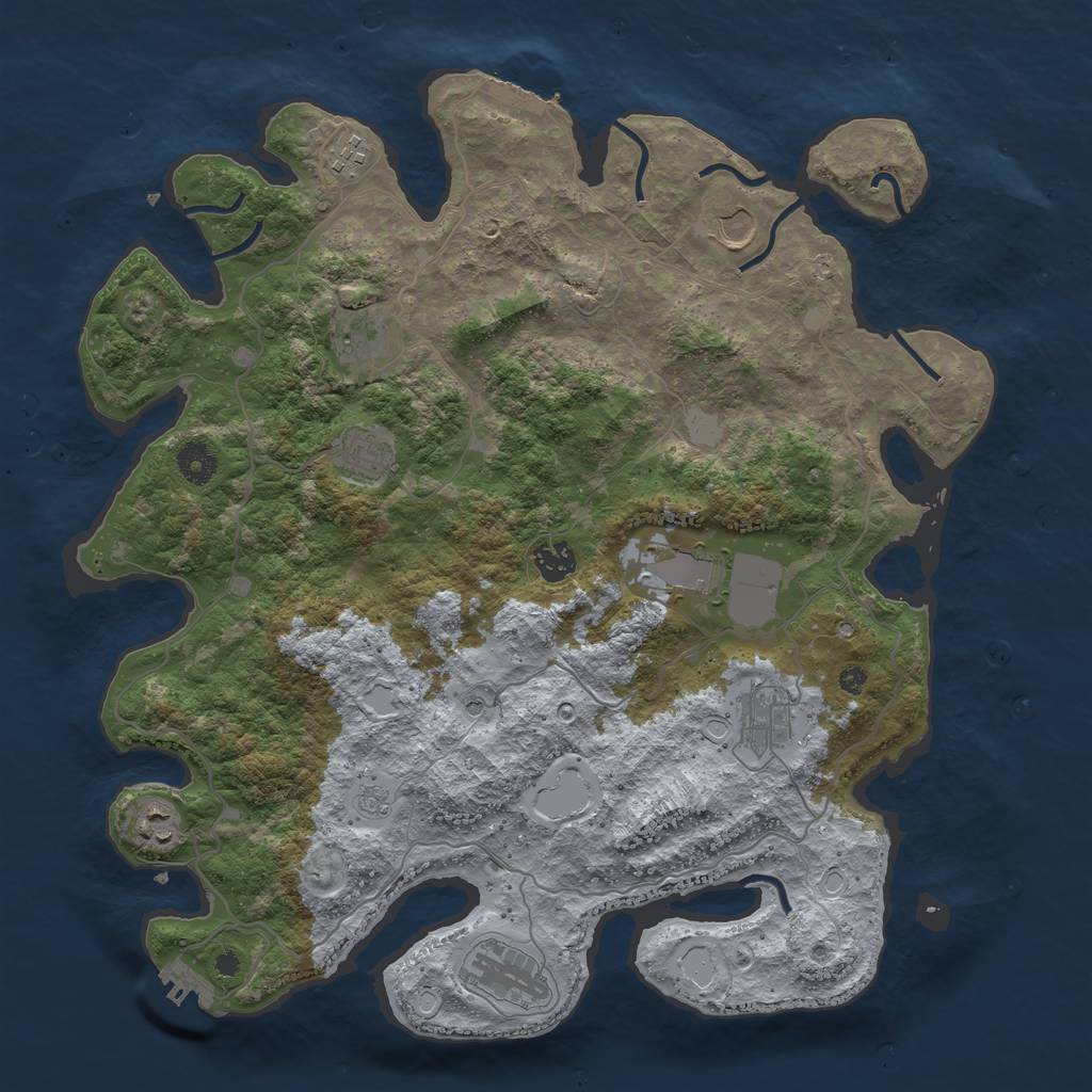 Rust Map: Procedural Map, Size: 4000, Seed: 209518, 18 Monuments
