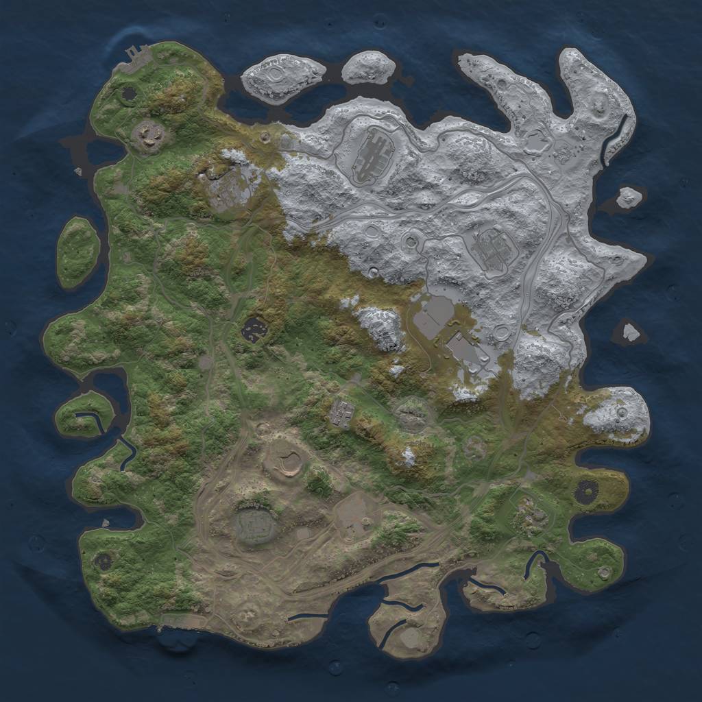 Rust Map: Procedural Map, Size: 4300, Seed: 643933404, 20 Monuments