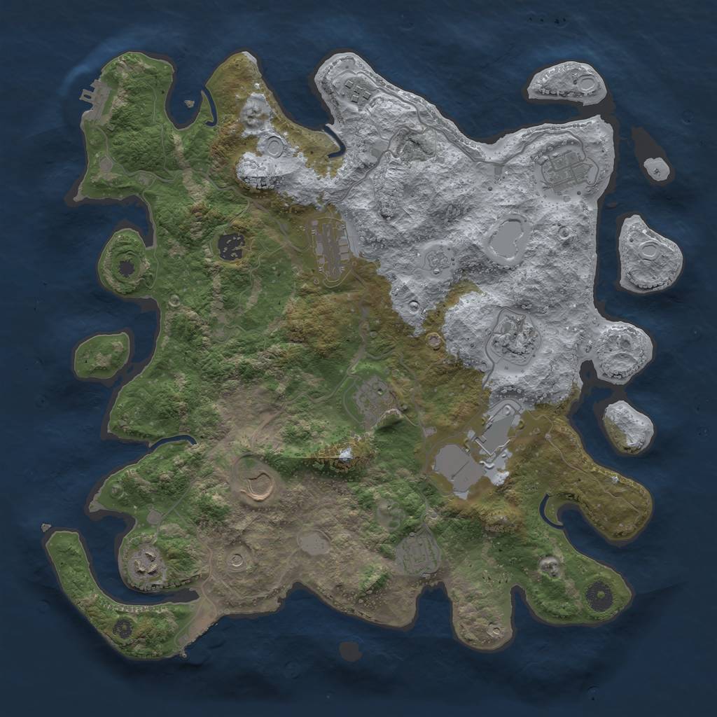 Rust Map: Procedural Map, Size: 3850, Seed: 34776593, 19 Monuments