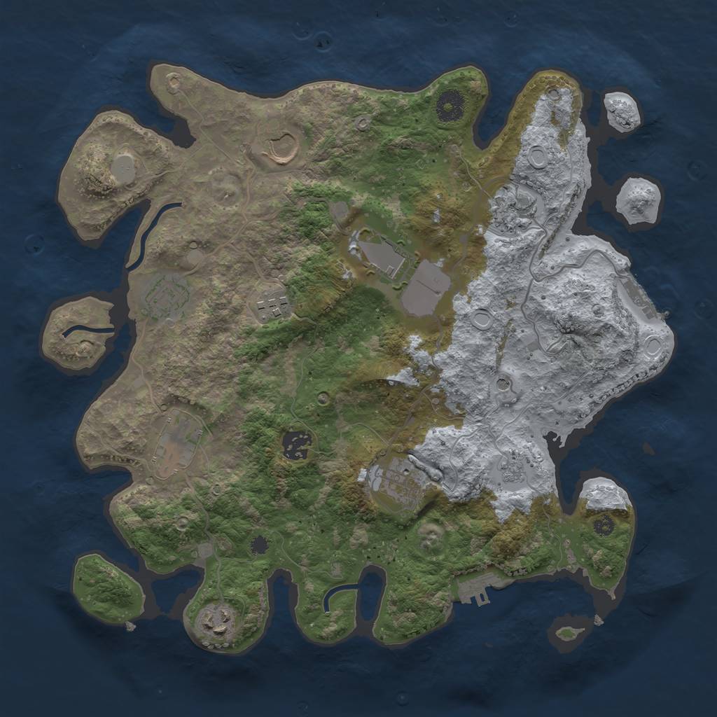 Rust Map: Procedural Map, Size: 3500, Seed: 2134108048, 18 Monuments