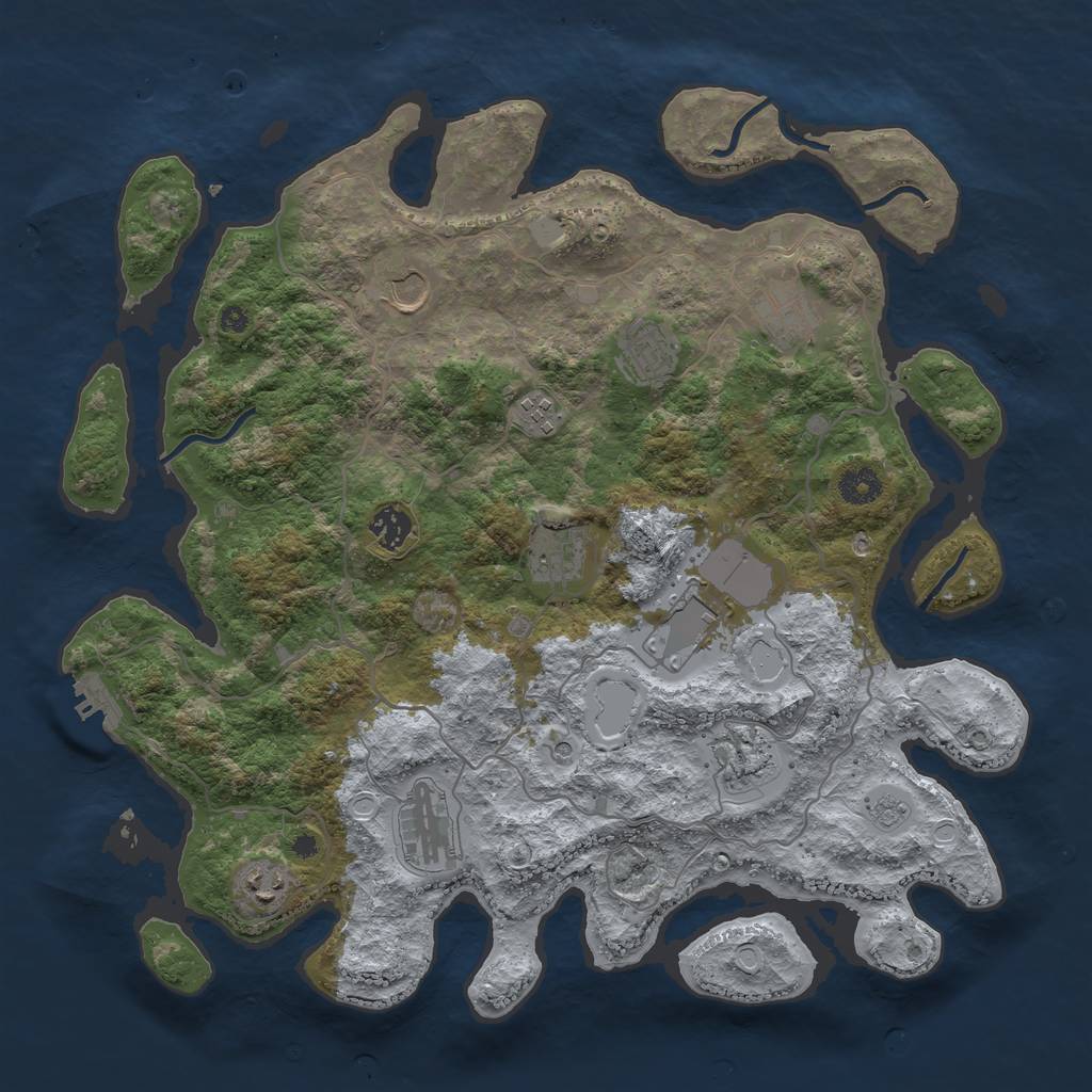 Rust Map: Procedural Map, Size: 4000, Seed: 27567, 18 Monuments