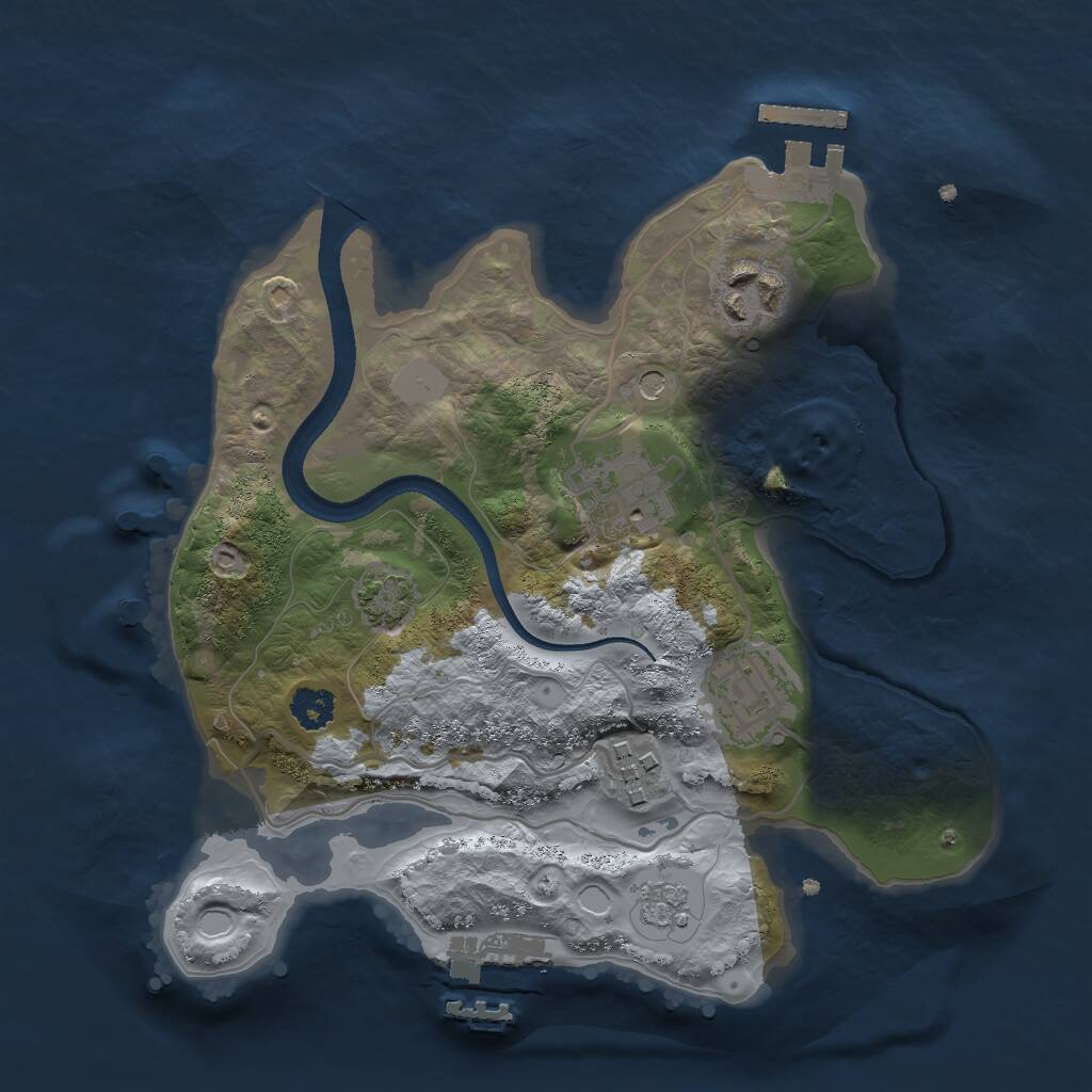 Rust Map: Procedural Map, Size: 2500, Seed: 1001, 10 Monuments