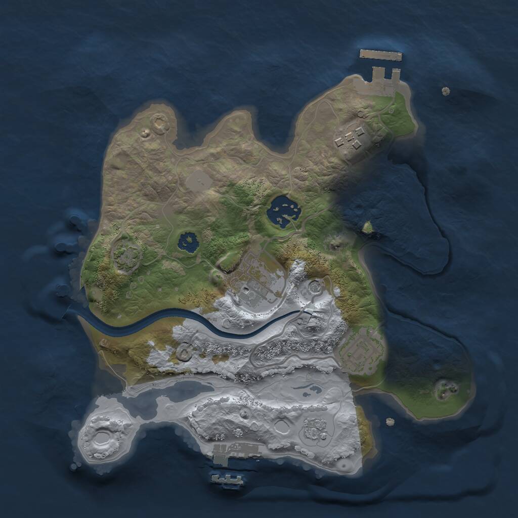 Rust Map: Procedural Map, Size: 2500, Seed: 1001, 10 Monuments