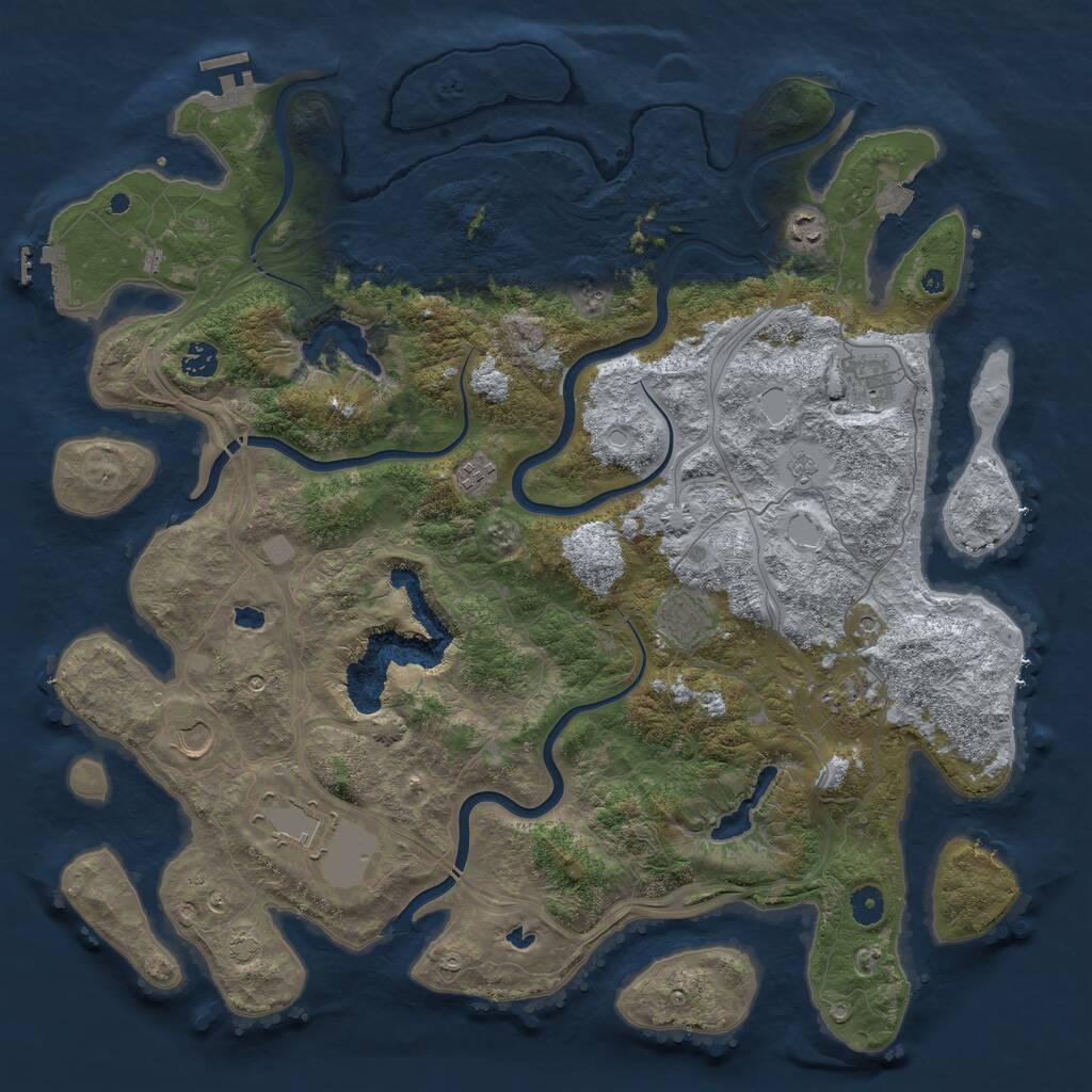 Rust Map: Procedural Map, Size: 4500, Seed: 1466889199, 14 Monuments